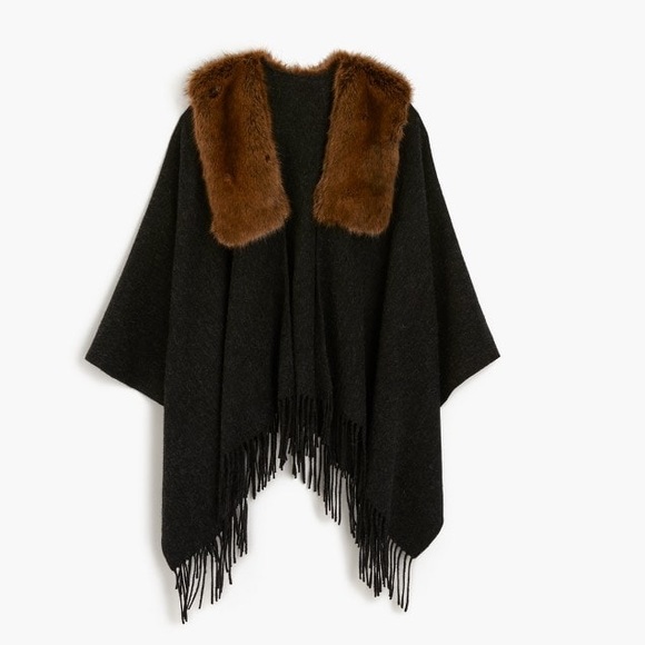 J. Crew Sweaters - JCrew shearling poncho in black J. Crew Sweaters - JCrew shearling poncho in black